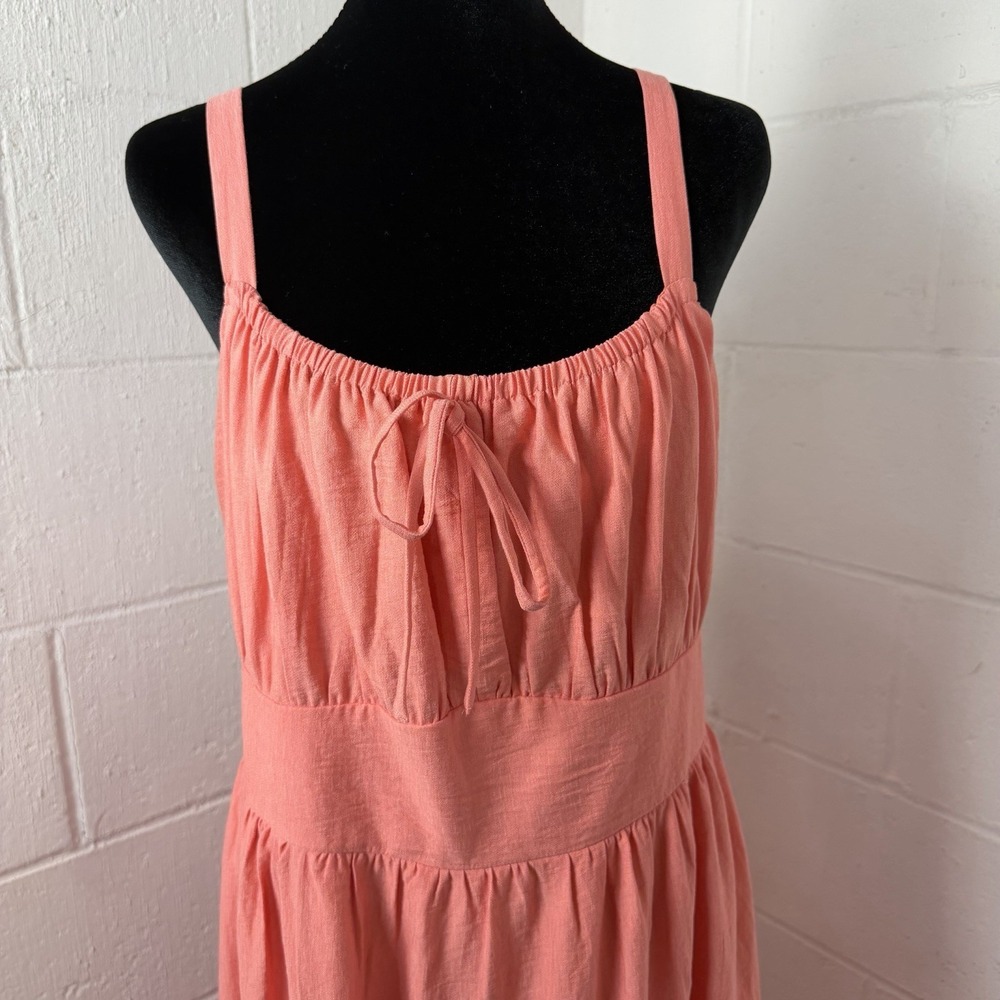INC Maxi Sun Dress Smocked Tiered Peachy Pink Cottage Peasant Easter Wedding 12 - Picture 2 of 14